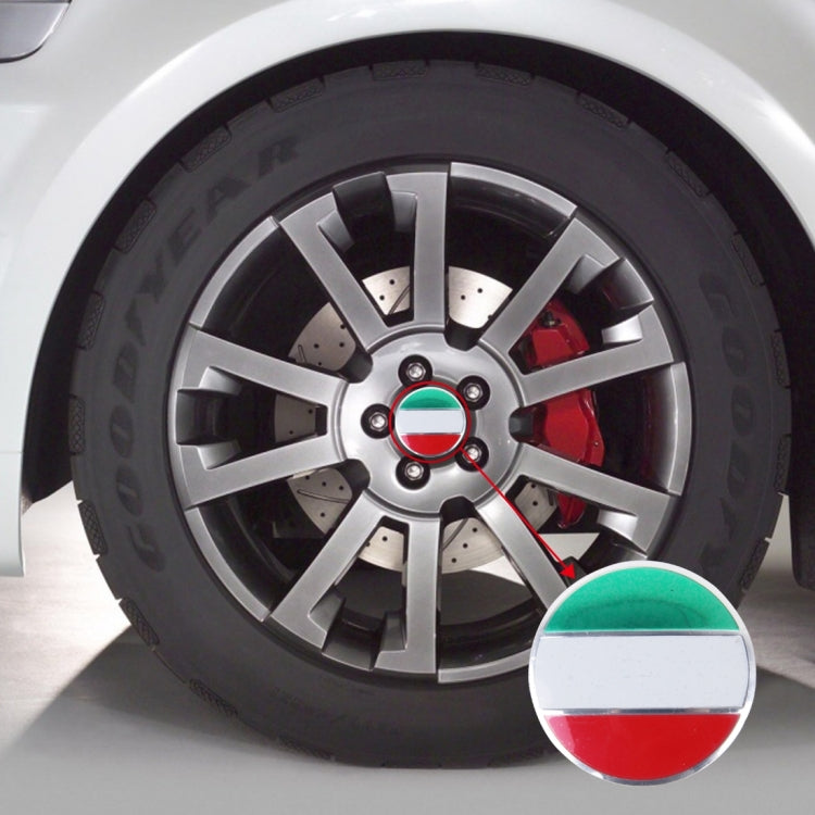 4 PCS Italy Flag Metal Car Sticker Wheel Hub Caps Centre Cover Decoration, Italy Flag Italy Flag