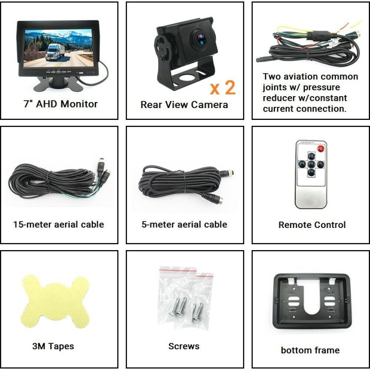 PZ612-2AHD IP67 120 Degree Car AHD 1080P 2 Megapixels 7 inch Front and Rear Double Recording 2 Way Rearview Mirror Monitor, Night Vision Full Color, with Video Function, PZ612-2AHD