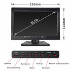 PZ612-4AHD IP67 120 Degree Car AHD 1080P 2 Megapixels 10 inch 4-Way Rearview Mirror Monitor, Night Vision Full Color, with Video Function, PZ612-4AHD