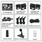 PZ612-4AHD IP67 120 Degree Car AHD 1080P 2 Megapixels 10 inch 4-Way Rearview Mirror Monitor, Night Vision Full Color, with Video Function, PZ612-4AHD