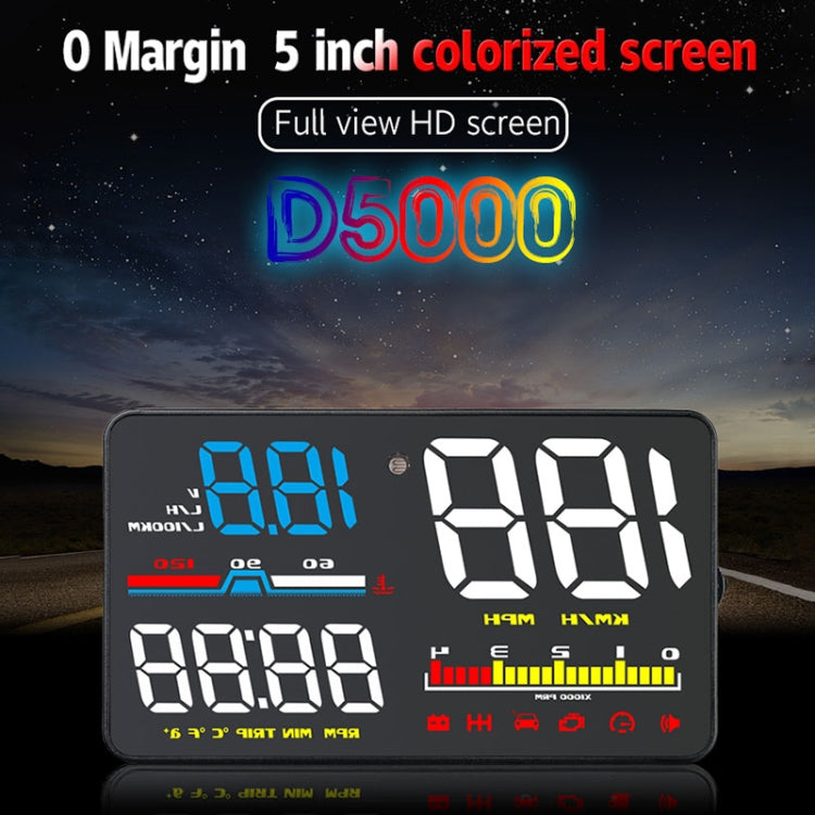 D5000 OBD2 5 inch Vehicle-mounted Head Up Display Security System, Support Car Speed / Engine Revolving Speed Display / Water Temperature / Battery Voltage / Detection and Elimination Fault Code, D5000 – Durable Build, Easy to Use