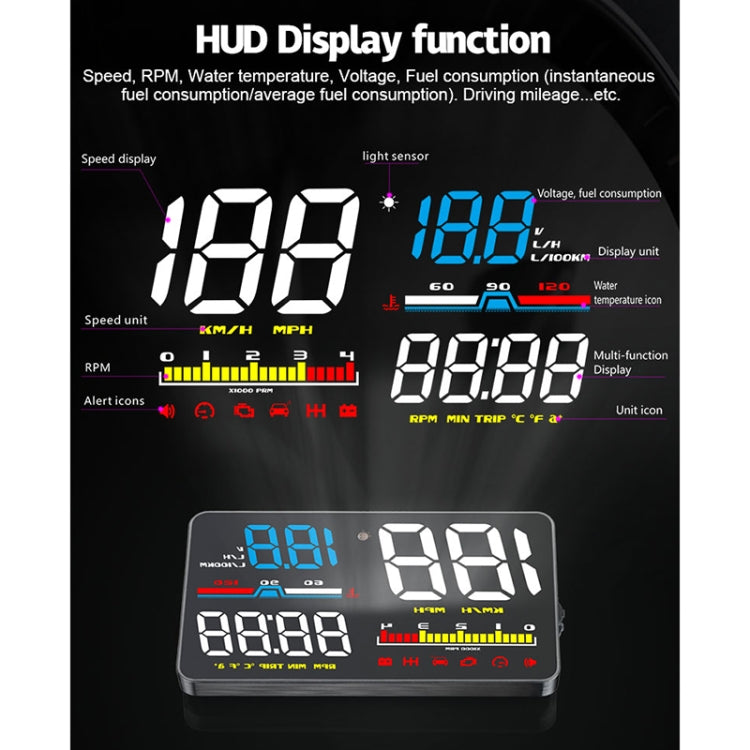 D5000 OBD2 5 inch Vehicle-mounted Head Up Display Security System, Support Car Speed / Engine Revolving Speed Display / Water Temperature / Battery Voltage / Detection and Elimination Fault Code, D5000 – Durable Build, Easy to Use