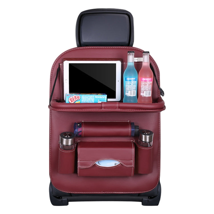 Multifunction Car Seat Pockets Folding Storage Bag – Wear-resistant, Leather Wine Red