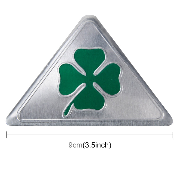 Four Leaf Clover Herb Luck Symbol Aluminum Slim Triangle Badge Emblem Labeling Sticker Styling Car Dashboard Decoration, Four Leaf Clover 1