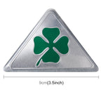 Four Leaf Clover Herb Luck Symbol Aluminum Slim Triangle Badge Emblem Labeling Sticker Styling Car Dashboard Decoration, Four Leaf Clover 1