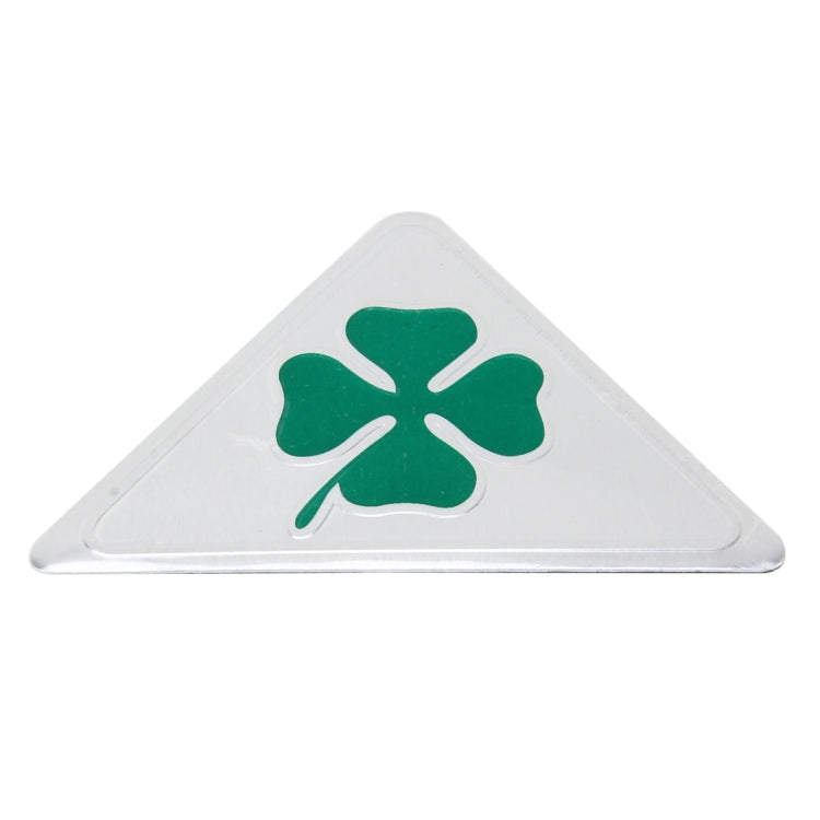 Four Leaf Clover Herb Luck Symbol Aluminum Slim Triangle Badge Emblem Labeling Sticker Styling Car Dashboard Decoration, Four Leaf Clover 1