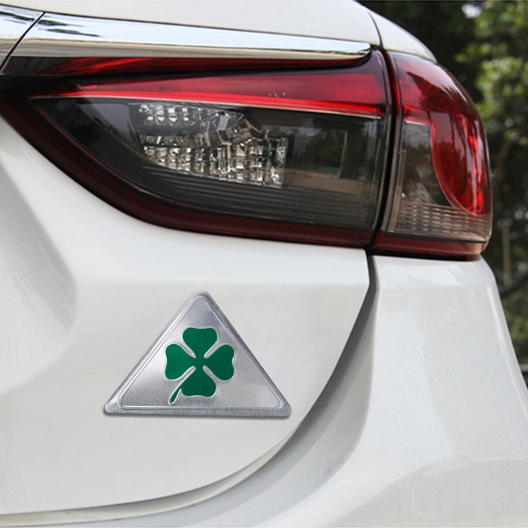 Four Leaf Clover Herb Luck Symbol Aluminum Slim Triangle Badge Emblem Labeling Sticker Styling Car Dashboard Decoration, Four Leaf Clover 1 Four Leaf Clover 1 CMS2270A