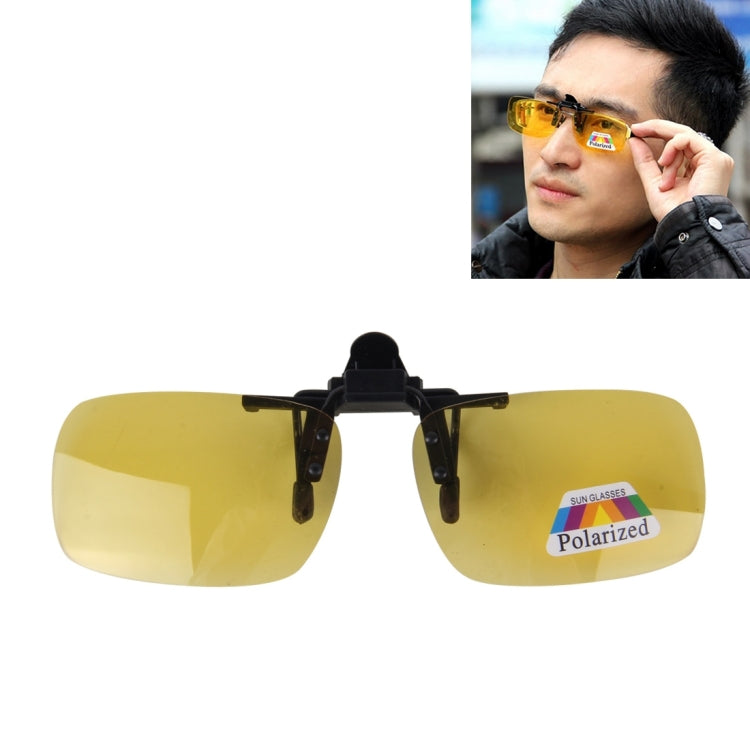 Polarized Clip-on Flip Up Plastic Clip Sunglasses Lenses Glasses Unbreakable Driving Fishing Outdoor Sport, Brown, Dark Green, Yellow – Flip Yellow Yellow