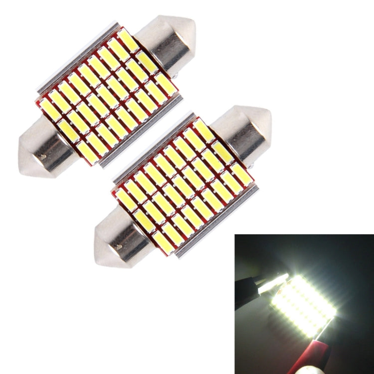 2 PCS DC 12V 6W 36MM Bicuspid Car Door Lamps Registration Mark light Dashboard Dome Door Lights LED Reading Lamp with 27 LED SMD 3014 Lights White, 36MM 36MM