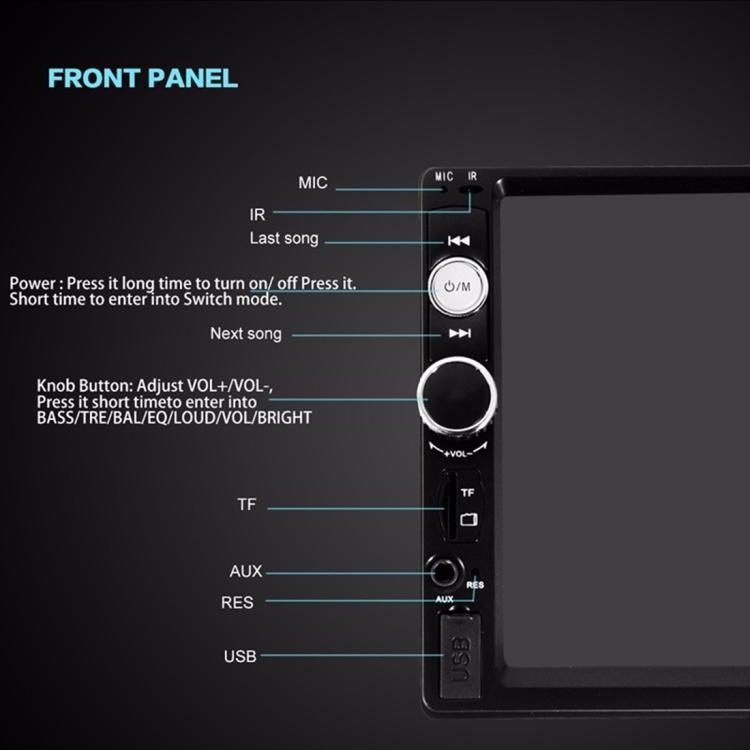 7010B HD 2 Din 7 inch Car Bluetooth Radio Receiver MP5 Player, Support FM & USB & TF Card, 7010B