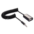 3.5mm Male to USB 2.0 Female Audio Converter Retractable Coiled Cable for Car MP3 Speaker U Disk, Length: 1m, 1pcs 1pcs