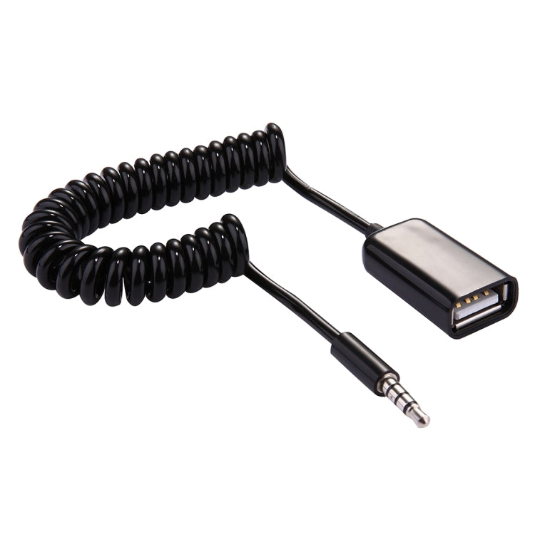 3.5mm Male to USB 2.0 Female Audio Converter Retractable Coiled Cable for Car MP3 Speaker U Disk, Length: 1m, 1pcs 1pcs
