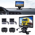 F0505 7 inch HD Car Dual Camera Rearview Mirror Monitor, with 2 x 10m Cable, Dual Camera Dual Camera