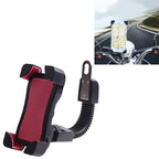 Universal 360 Degrees Free Rotation ABS Motorcycle Phone Bracket Mountain Bike Navigation Bracket GPS/Mobile Holder for 3.5-6.5 inch Mobile Phone Rose Red