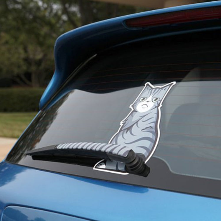 Vehicle Car Rear Windshield Window Wiper Reflective Self-Adhesive Cat Moving Tail Vinyl Decal Sticker, Frowning Cat, Smiling Cat – Durable Build, Easy to Use Frowning Cat CMS3235A