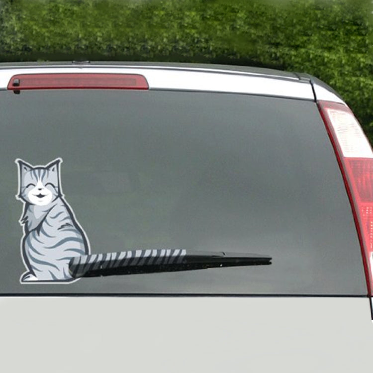 Vehicle Car Rear Windshield Window Wiper Reflective Self-Adhesive Cat Moving Tail Vinyl Decal Sticker, Frowning Cat, Smiling Cat – Durable Build, Easy to Use Smiling Cat CMS3235B