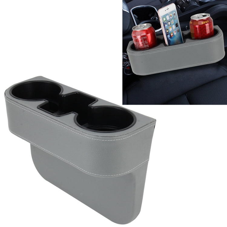 Car Seat Crevice Storage Box Cup Drink Holder Auto Pocket Stowing Tidying for Phone Pad Card Coin Case Car Accessories, Black, Grey, Khaki, Brown – Leather Grey Grey
