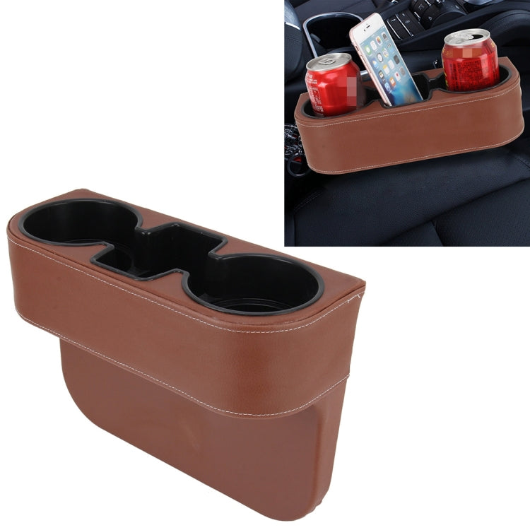 Car Seat Crevice Storage Box Cup Drink Holder Auto Pocket Stowing Tidying for Phone Pad Card Coin Case Car Accessories, Black, Grey, Khaki, Brown – Leather Brown Brown