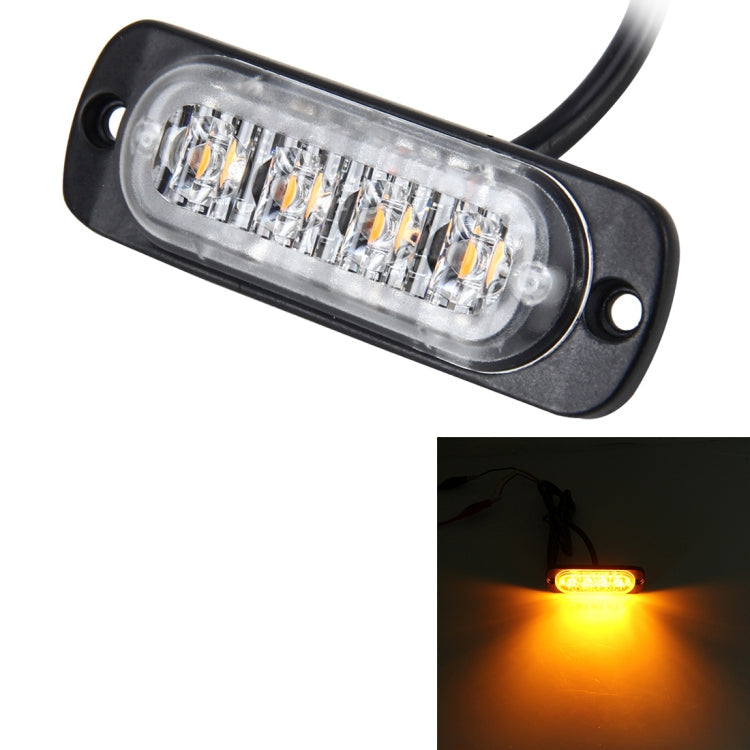 DC 12V-24V 2W 4LEDs SMD-2835 Lamps 17 Flash Patterns 3 Lines Car Flash Lamp Waterproof Car Truck Emergency Strobe Flash Warning Light, Cable Length: 90cm, 4LEDs – Waterproof 4LEDs CMS3397YL