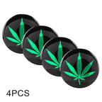 4 PCS Car-Styling Green Leaves Pattern Metal Wheel Hub Decorative Sticker, Diameter: 5.8cm, Green Leaves – Wear-resistant