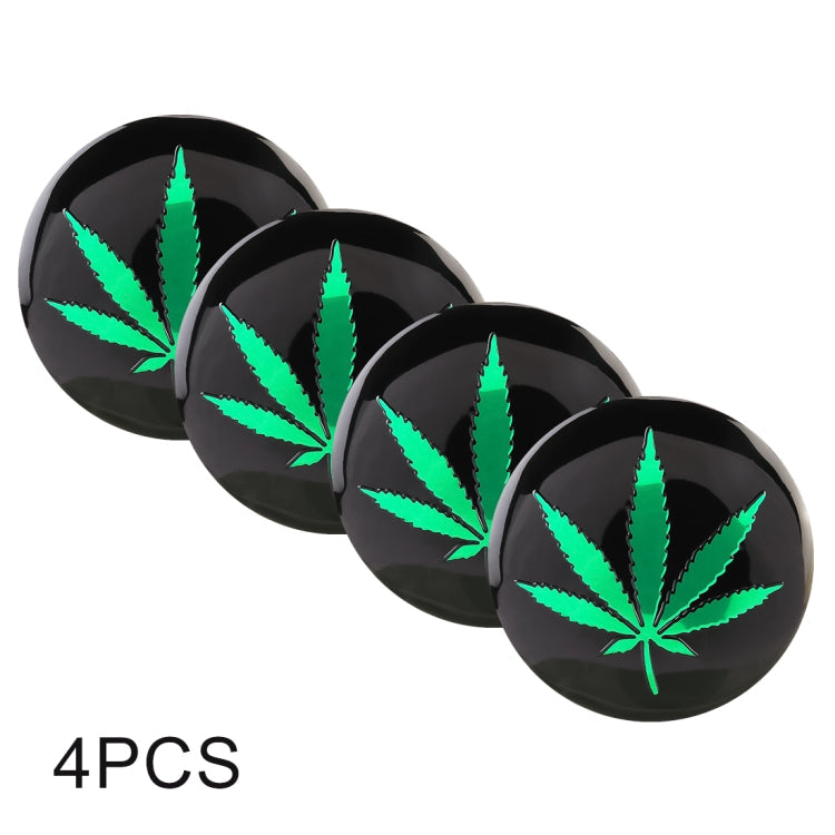 4 PCS Car-Styling Green Leaves Pattern Metal Wheel Hub Decorative Sticker, Diameter: 5.8cm, Green Leaves – Wear-resistant