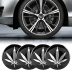 4 PCS Car-Styling Silver Leaves Pattern Metal Wheel Hub Decorative Sticker, Diameter: 5.8cm, Silver Leaves – Wear-resistant Silver Leaves