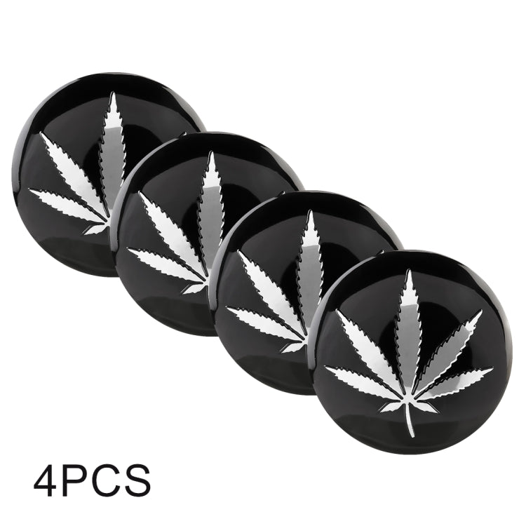 4 PCS Car-Styling Silver Leaves Pattern Metal Wheel Hub Decorative Sticker, Diameter: 5.8cm, Silver Leaves – Wear-resistant