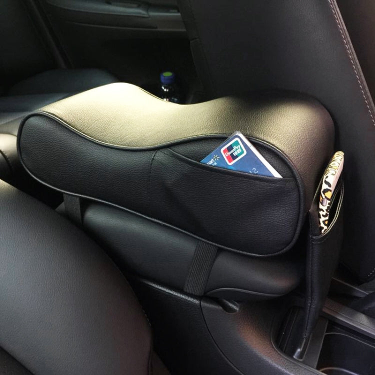 Universal Car PU Leather and Memory Foam Wrapped Armrest Box Car Armrest Box Mat with Phone Holder Storage Bag & Card Slot, with Card Slot (Beige), with Card Slot (Brown), with Card Slot (Black) – Card Slot, Leather with Card Slot (Black) Black