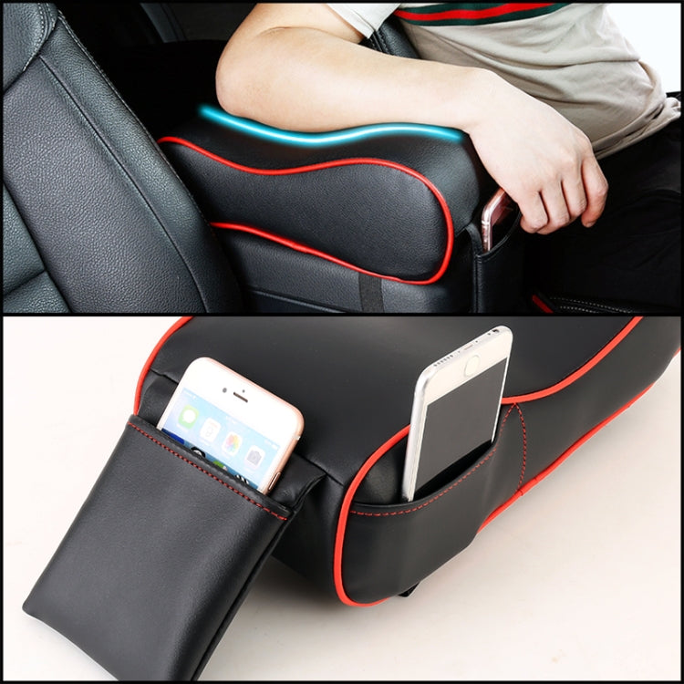 Universal Car PU Leather and Memory Foam Wrapped Armrest Box Car Armrest Box Mat with Phone Holder Storage Bag & Card Slot, with Card Slot (Beige), with Card Slot (Brown), with Card Slot (Black)
