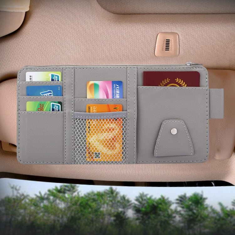 Car Sun Visor Board Paper Tissue Box CD Case Zipper Holder Card Bag Organizer, with Zipper (Black), with Zipper, with Zipper (Yellow) – Leather with Zipper Grey