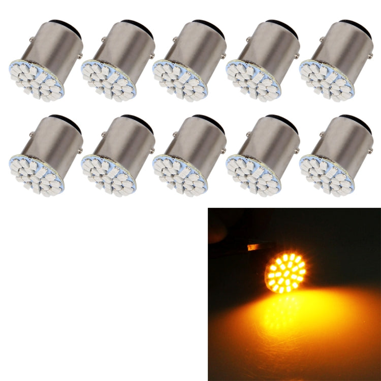 10 PCS Car Auto 1.2W 1157 BAY15D 22-LED Bulbs Brake Light, 1157 Red Light, 1157 Yellow Light – Durable Build, Easy to Use 1157 Yellow Light Yellow Light