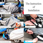 PVC Anti-Dust Sunproof Sedan Car Cover with Warning Strips, Fits Cars up to 4.9m(191 inch) in Length, 191inch (XL)