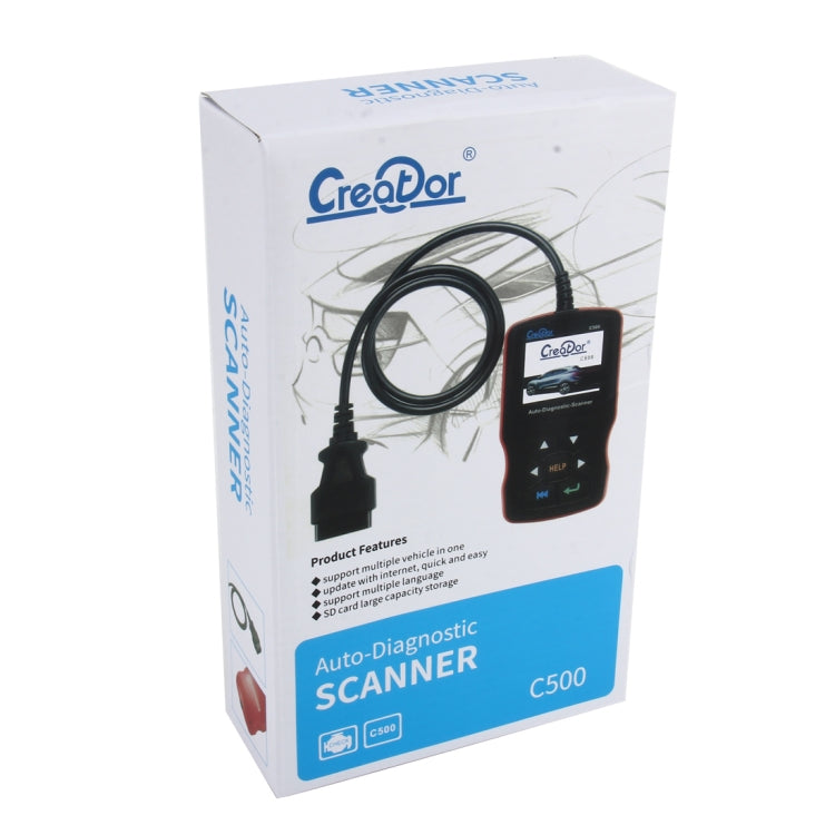 C500 Code Scanner 320*240 Pixel Display Car Scanner Fault Code Reader Scanner Update Online Automotive Diagnostic Tool, Support SD card, C500