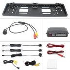 PZ600-L Europe Car License Plate Frame Rear View Camera Visual Rear View Parking System with 2 Reversing Radar Detector, with 2 Reversing Radar Detector – Durable Build, Easy to Use