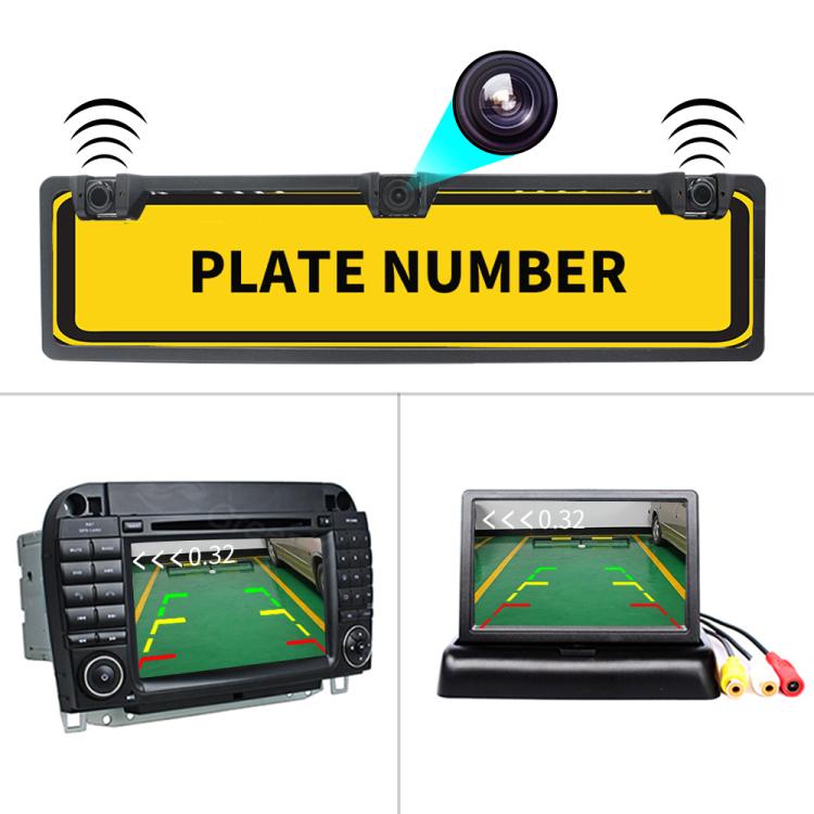 PZ600-L Europe Car License Plate Frame Rear View Camera Visual Rear View Parking System with 2 Reversing Radar Detector, with 2 Reversing Radar Detector – Durable Build, Easy to Use