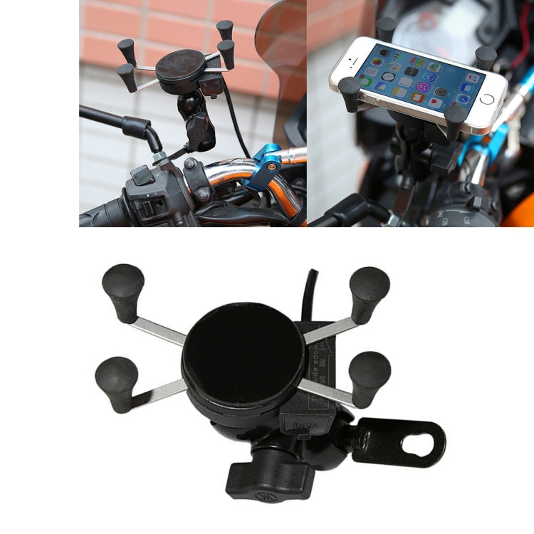 Universal 12V Motorcycle USB Phone Charger with Holder, Suitable for 3.5-6.5 inch Smartphones, X-3 X-3