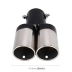 Universal Car Styling Stainless Steel Straight Double Outlets Exhaust Tail Muffler Tip Pipe, Straight Double