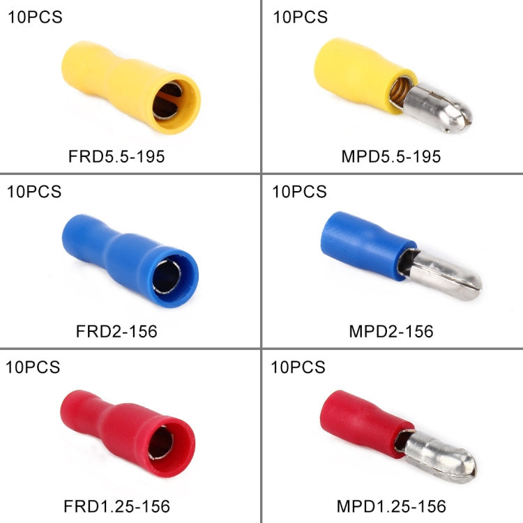 60 in 1 Mixed Cold Press Electrical Insulated Terminals Bullet Solderless Crimp Connectors Kit, 60 in 1 – Durable Build, Easy to Use