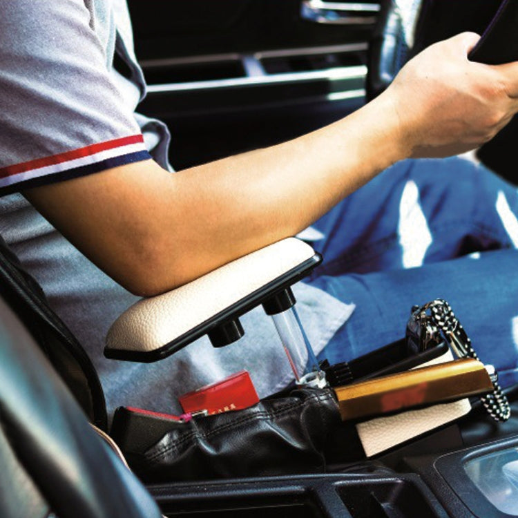 Universal Car Multi-functional Console Side Pocket Seat Gap Side Storage Box with Elbow Support Pad, with Pad – Leather with Pad Beige