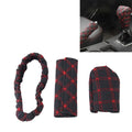 3 PCS Car Hand Brake Cover Shift Knob Gear Stick Cushion Sets Rear View Mirror Sets Cover Car Accessory Interior Decoration Pad, 3 PCS Red, 3 PCS White 3 PCS Red Red