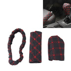3 PCS Car Hand Brake Cover Shift Knob Gear Stick Cushion Sets Rear View Mirror Sets Cover Car Accessory Interior Decoration Pad, 3 PCS Red, 3 PCS White 3 PCS Red Red