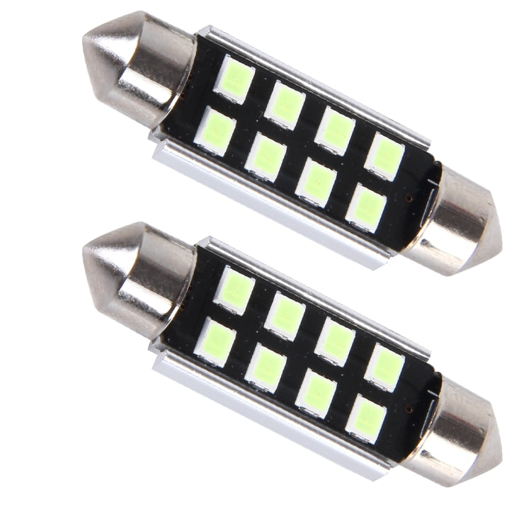 2 PCS DC 12V 2W 36MM 8 SMD-3528 LEDs Bicuspid Port Decoding Car Dome Lamp LED Reading Light, 36MM – Aluminum Alloy