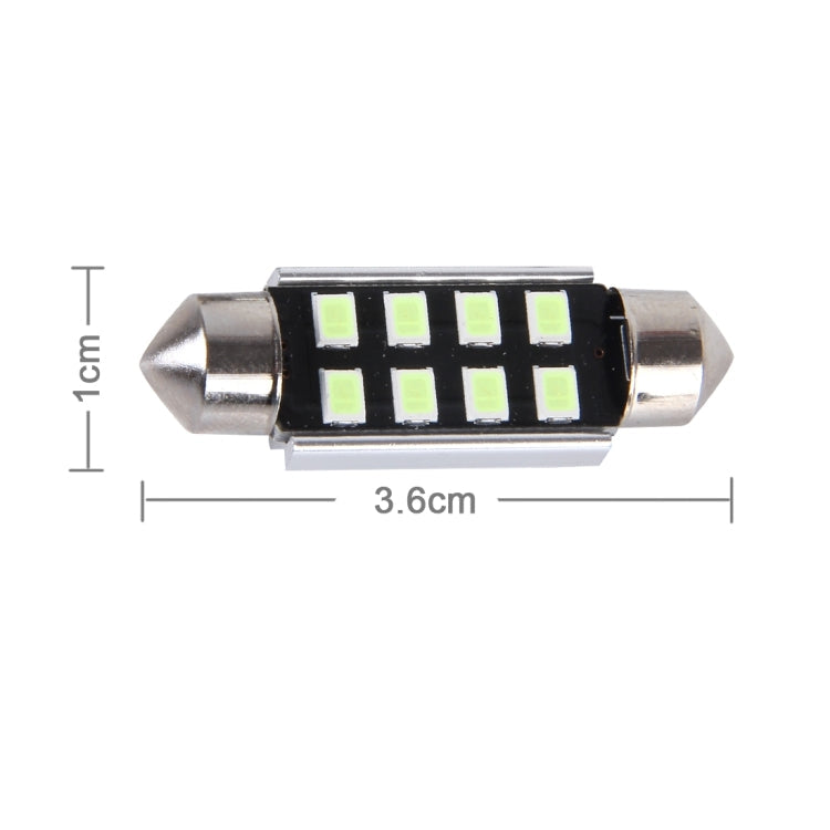 2 PCS DC 12V 2W 36MM 8 SMD-3528 LEDs Bicuspid Port Decoding Car Dome Lamp LED Reading Light, 36MM – Aluminum Alloy
