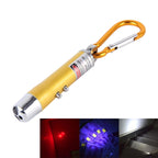2pcs Outdoor Keychain Metal Shell Mini LED Flashlight Laser Light with Money Detecting Gold