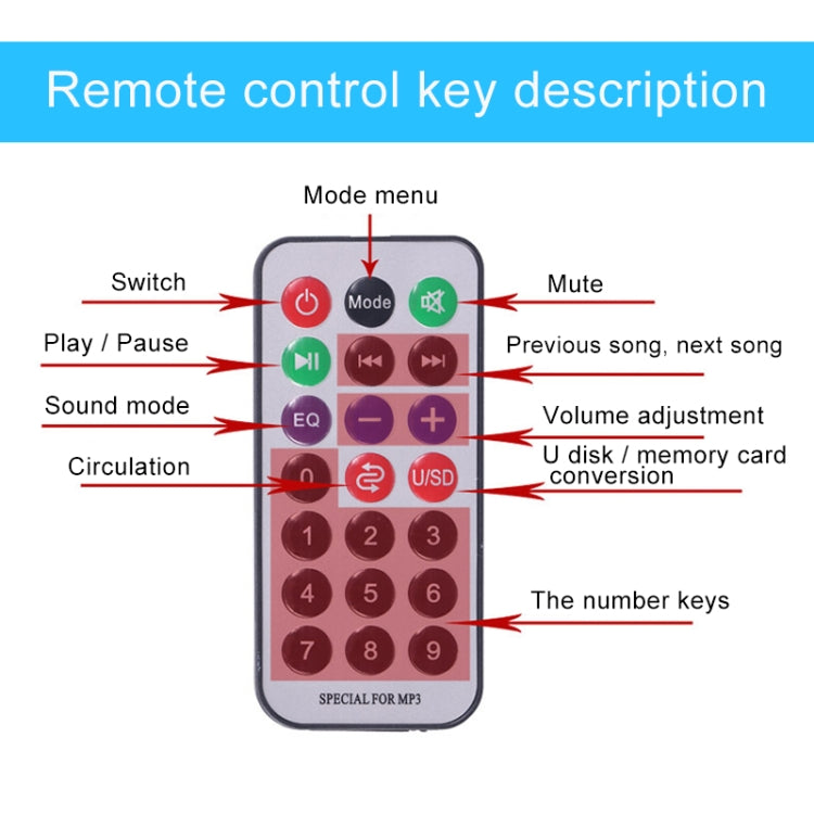 4 inch Round Shape Stereo Motorcycle / Car / Household Subwoofer, Built-in Bluetooth, Support TF Card & U Disk Reader, with Remote Control – Bluetooth