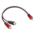 Car AV Audio Video 2 Female to 1 Male Copper Extension Cable Wiring Harness, Cable Length: 26cm, 2 Female to 1 Male (Copper) 2 Female to 1 Male (Copper)