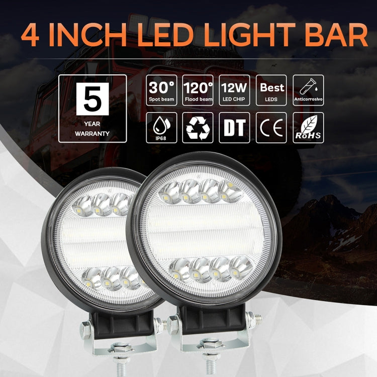 2 PCS 4 inch 15W Spot / Flood Light White Light Round-Shaped Waterproof Car SUV Work Lights Spotlight LED Bulbs, DC 9-30V, 4 inch 15W Round-Shaped – Waterproof