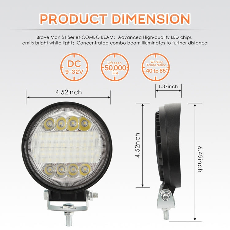 2 PCS 4 inch 15W Spot / Flood Light White Light Round-Shaped Waterproof Car SUV Work Lights Spotlight LED Bulbs, DC 9-30V, 4 inch 15W Round-Shaped – Waterproof