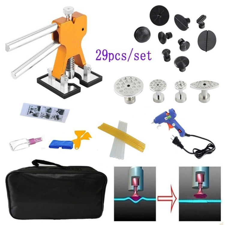 29 in 1 Auto Car Dent Lifter-Glue Puller Aluminium Alloy Tab Bodywork Repair Tools Kit, with 20W Glue Gun, US Plug or EU Plug, 29 in 1 – Durable Build, Easy to Use