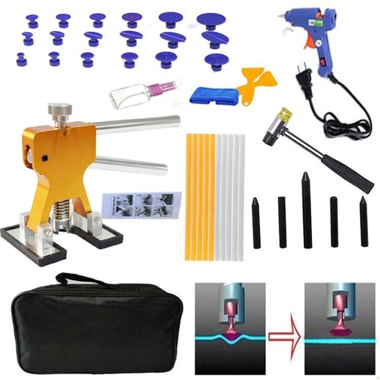 40 in 1 Auto Car Metal PDR Dent Lifter-Glue Puller Tab Hail Removal Paintless Car Dent Repair Tools Kit, with 20W Glue Gun, US Plug or EU Plug, 40 in 1 40 in 1